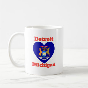 Detroit Michigan Heart Flagga Kaffemugg