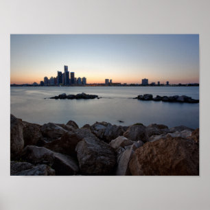 Detroit Michigan horisontaffisch Poster