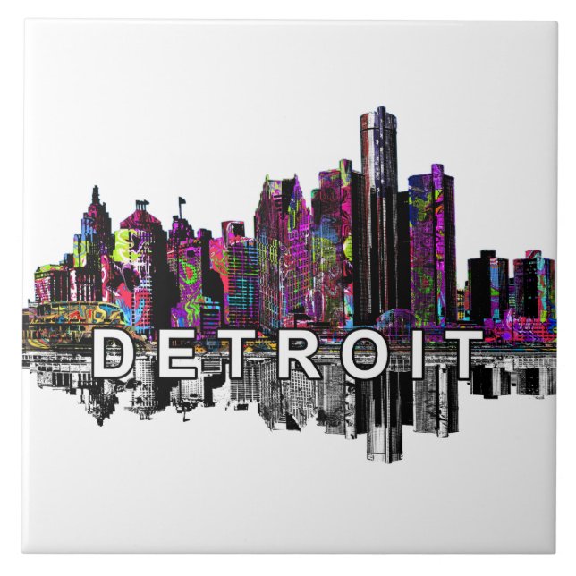 Detroit, Michigan i graffiti Kakelplatta (Framsidan)