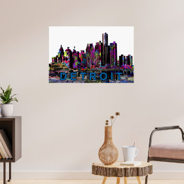 Detroit, Michigan i graffiti Poster