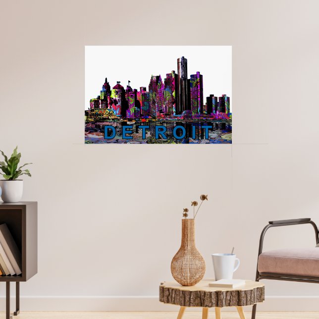 Detroit, Michigan i graffiti Poster (Vardagsrum 3)