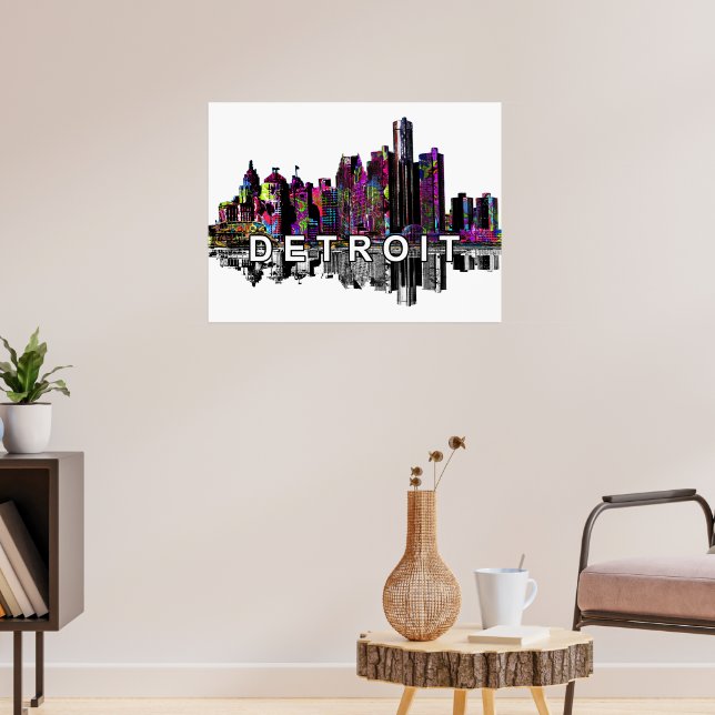 Detroit, Michigan in graffiti Poster (Vardagsrum 3)