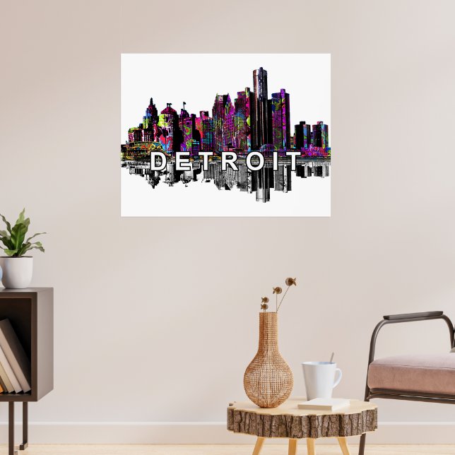 Detroit, Michigan in graffiti Poster (Vardagsrum 3)