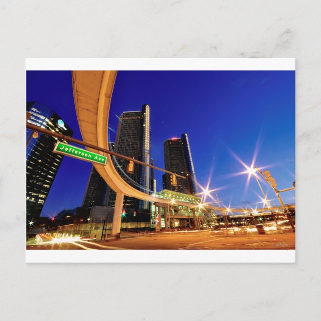 Detroit Michigan Jefferson Avenue Vykort (Framsida)