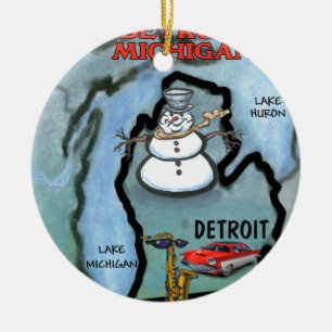 Detroit Michigan Julgransprydnad Keramik