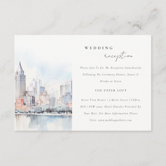 Detroit Michigan Landscape Wedding Reception Tilläggskort (Framsida)