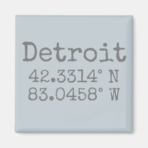 Detroit Michigan Latitude Longitud Keychain Magnet