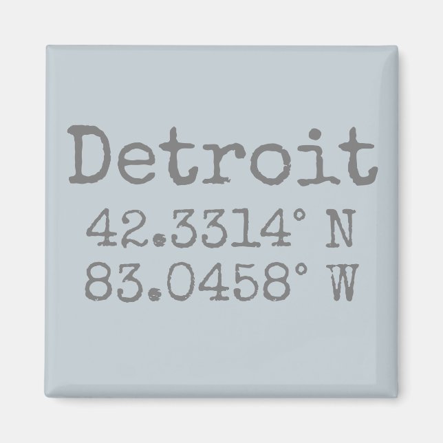 Detroit Michigan Latitude Longitud Keychain Magnet (Framsidan)