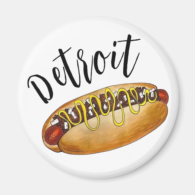 Detroit Michigan MI Coney Island Hett Hund Chili H Magnet (Framsidan)