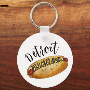 Detroit Michigan MI Coney Island Hett Hund Hotdog Nyckelring