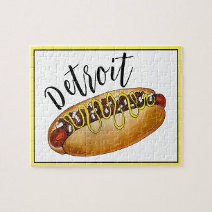 Detroit Michigan MI Coney Island Hett Hund Hotdog Pussel