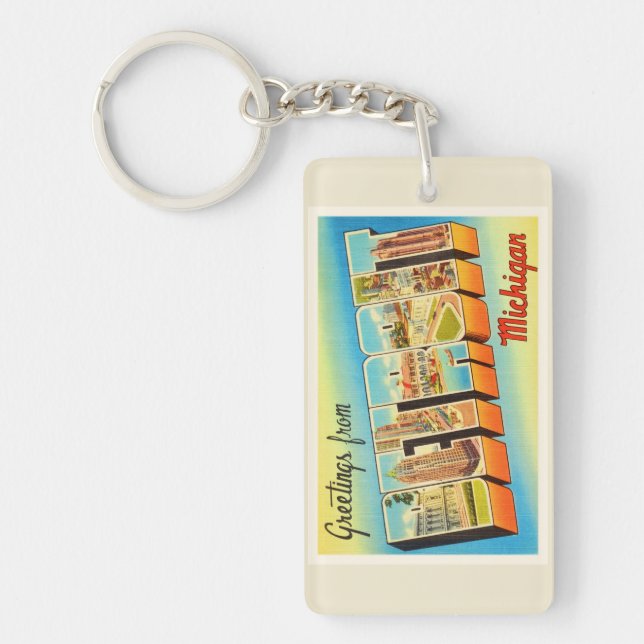 Detroit Michigan MI gammal vintage resorsouvenir (Framsidan)