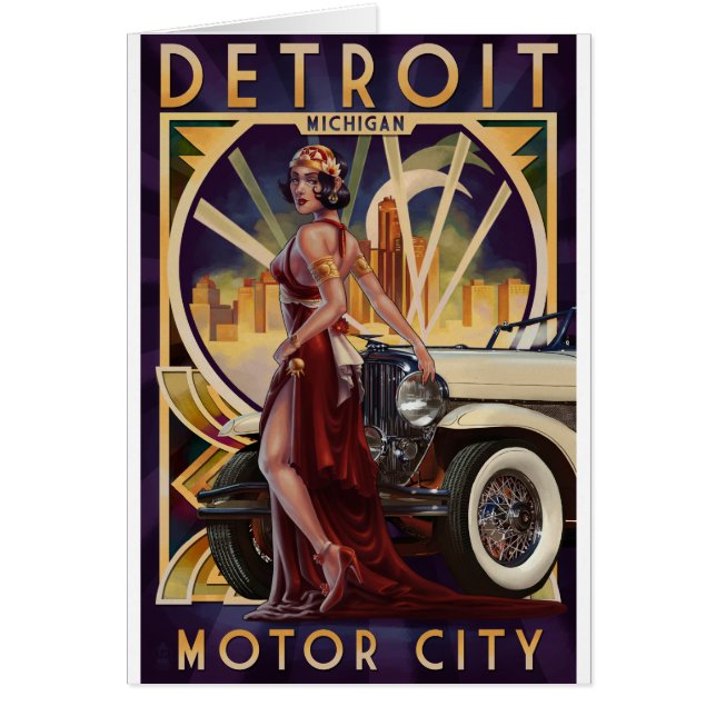 Detroit Michigan | Motor City Hälsningskort (Framsidan)