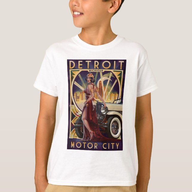 Detroit Michigan | motorisk stad T Shirt (Framsida)
