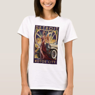 Detroit Michigan motorisk stad Tee Shirt