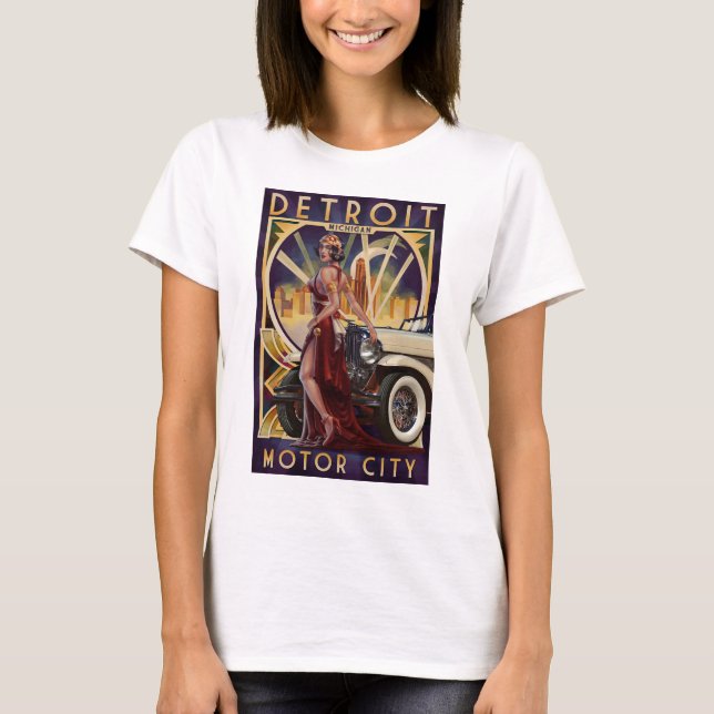 Detroit Michigan | motorisk stad Tee Shirt (Framsida)