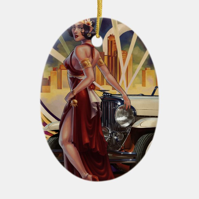 Detroit Michigan| Motorort Julgransprydnad Keramik (Framsidan)