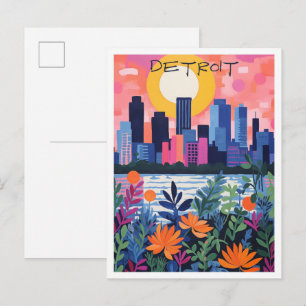 Detroit Michigan Resa Stad Estetik Vykort