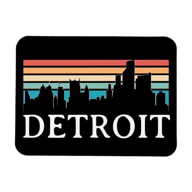 Detroit Michigan Retro Vintage Sunset Skyline Magnet (Horisontell)