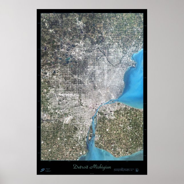 Detroit, Michigan satellitaffisch Poster (Framsidan)