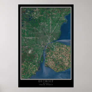 Detroit Michigan Satellite Poster Karta