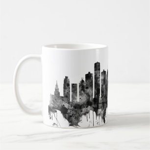 Detroit Michigan Skyline BW Kaffemugg