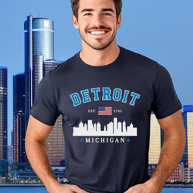Detroit Michigan Skyline City - Souvenir Detroit T Shirt (Skapare uppladdad)