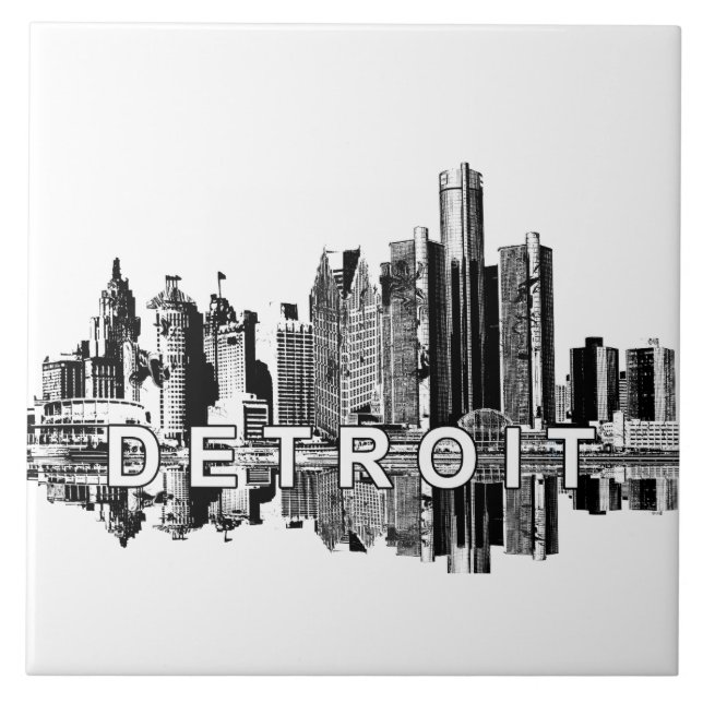 Detroit, Michigan skyline Kakelplatta (Framsidan)