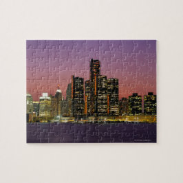Detroit, Michigan Skyline på natten Pussel