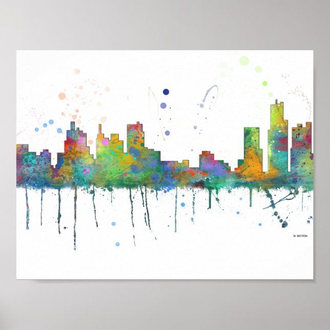 DETROIT, MICHIGAN SKYLINE POSTER (Framsidan)