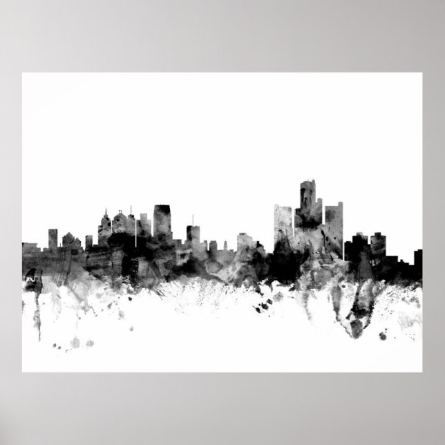 Detroit Michigan Skyline Poster (Framsidan)