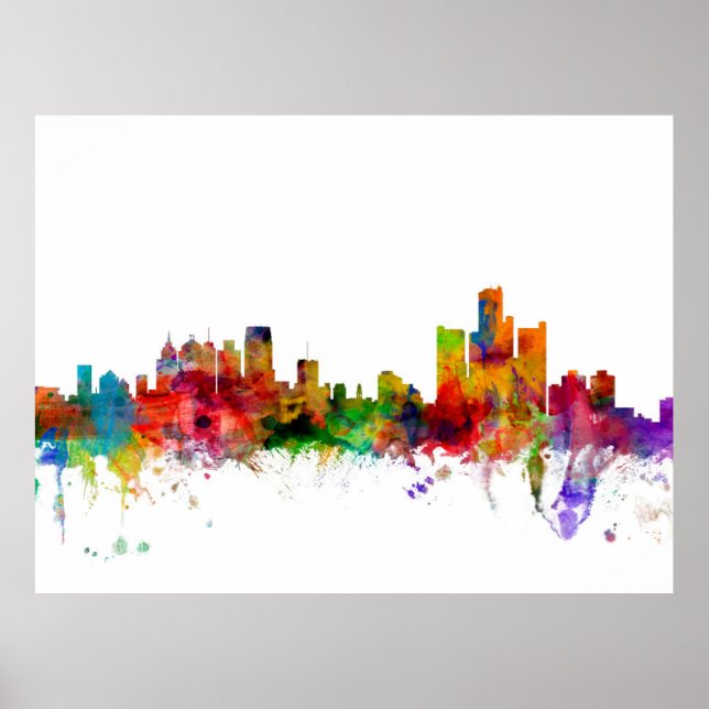 Detroit Michigan Skyline Poster (Framsidan)