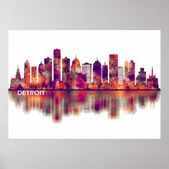 Detroit Michigan Skyline Poster (Framsidan)