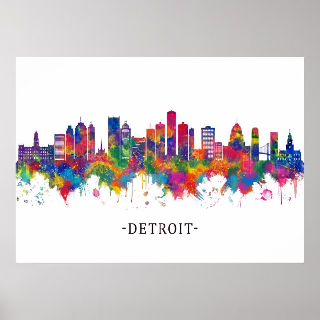 Detroit Michigan Skyline Poster (Framsidan)