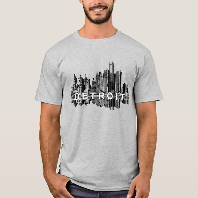 Detroit, Michigan skyline T Shirt (Framsida)