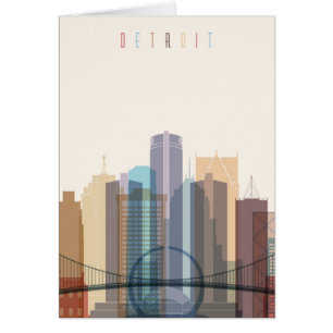 Detroit Michigan stadshorisont Hälsningskort