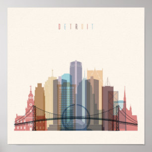 Detroit Michigan stadshorisont Poster