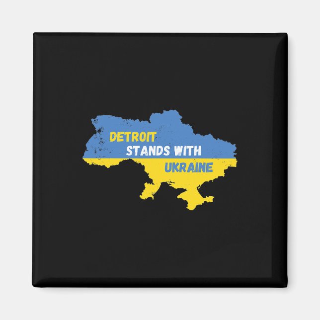 Detroit Michigan Står Med Ukraina  Magnet (Framsidan)