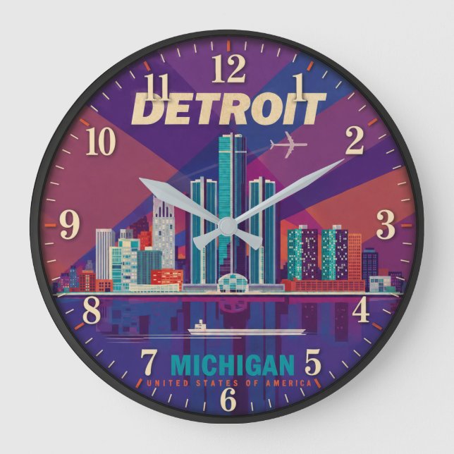  Detroit Michigan Stor Klocka (Framsida)