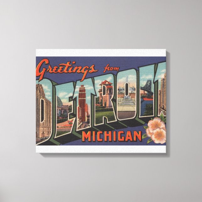Detroit, Michigan - Stora Brev Scenes Canvastryck (Framsida)