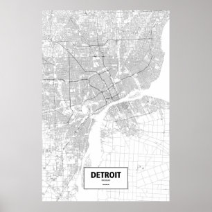 Detroit Michigan (svarten på vit) Poster