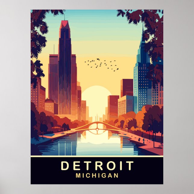 Detroit, Michigan, Travel Poster (Framsidan)