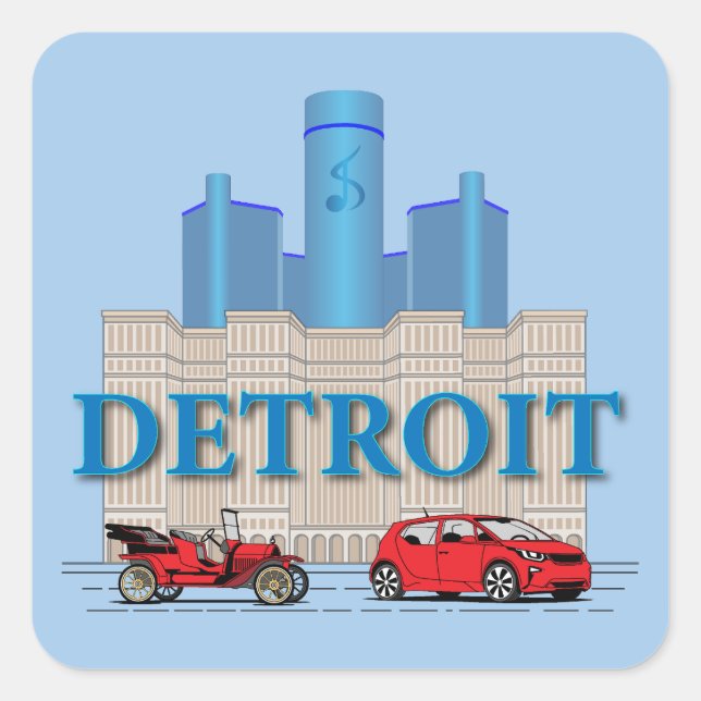 Detroit Michigan United Stater Fyrkantigt Klistermärke (Framsida)