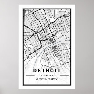 Detroit Michigan USA City Travel City Karta Poster
