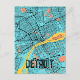 Detroit, Michigan USA Teal Postcard Vykort