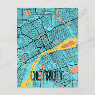 Detroit, Michigan USA Teal Postcard Vykort