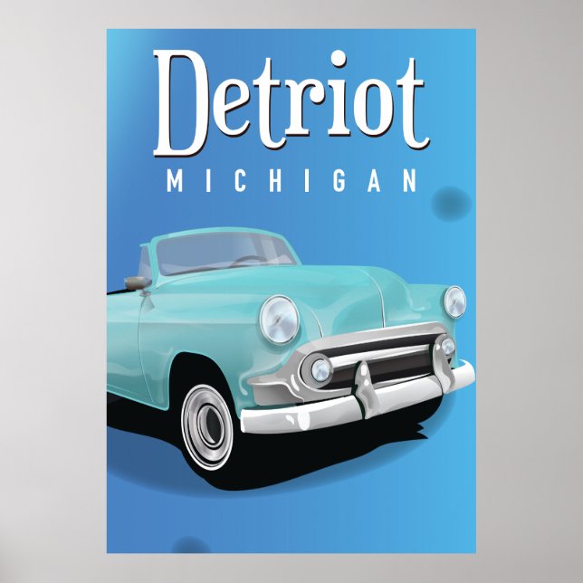 Detroit Michigan USA Vintage resor poster (Framsidan)