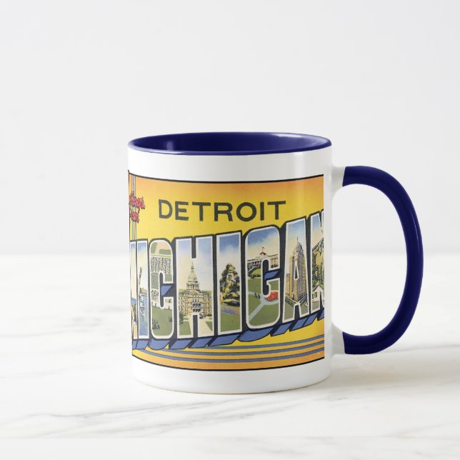 Detroit, MIchigan Vintage Postcard Mugg (Höger)