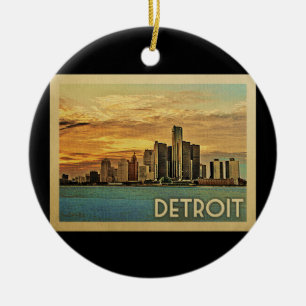 Detroit Michigan Vintage resor Julgransprydnad Keramik