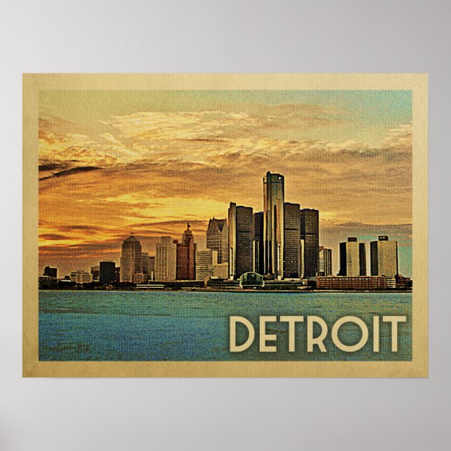 Detroit Michigan Vintage resor Poster (Framsidan)
